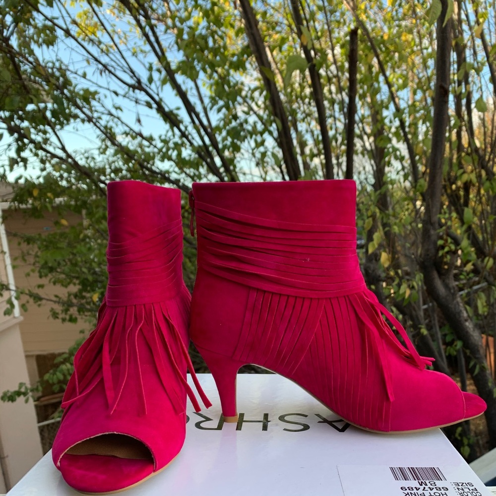 HOT PINK  PEEP TOE BOOTIES